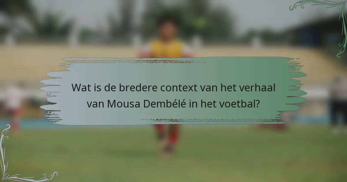 Wat is de bredere context van het verhaal van Mousa Dembélé in het voetbal?